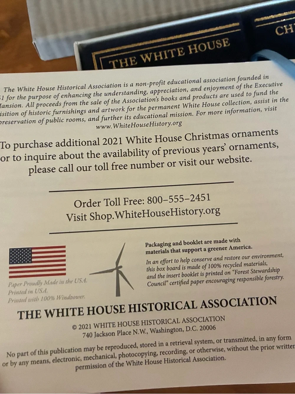 White House Historical Association 2021 Christmas Ornament Lyndon Johnson In Box